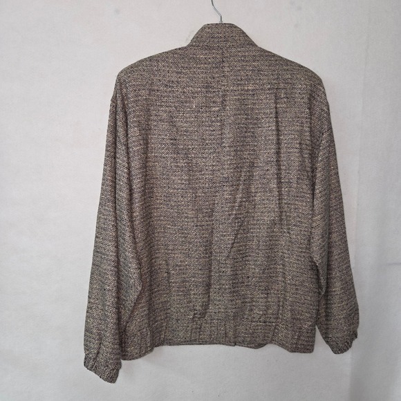 Doncaster Silk Tweed Bomber Jacket Women's Medium Button Front Stand Collar - Picture 6 of 11